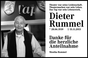 Traueranzeige von Dieter Rummel von Echo-Zeitungen (Gesamtausgabe)