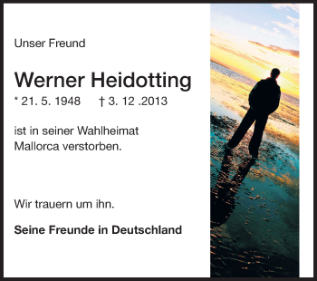 Traueranzeige von Werner Heidotting von Echo-Zeitungen (Gesamtausgabe)
