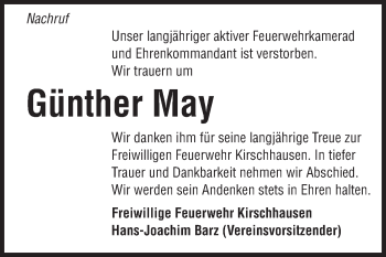 Traueranzeige von Günther May von Starkenburger Echo