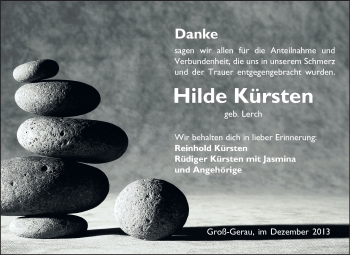 Traueranzeige von Hilde Kürsten von Rüsselsheimer Echo, Groß-Gerauer-Echo, Ried Echo
