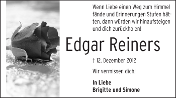 Traueranzeige von Edgar Reiners von Starkenburger Echo