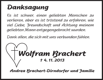 Traueranzeige von Wolfram Brachert von Rüsselsheimer Echo, Groß-Gerauer-Echo, Ried Echo