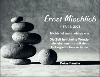 Traueranzeige von Ernst Mischlich von Rüsselsheimer Echo, Groß-Gerauer-Echo, Ried Echo