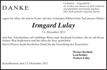 Traueranzeige von Irmgard Lulay von Starkenburger Echo