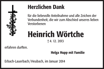 Traueranzeige von Heinrich Wörtche von Echo-Zeitungen (Gesamtausgabe)