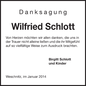 Traueranzeige von Wilfried Schlott von Starkenburger Echo