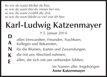 Traueranzeige von Karl-Ludwig Katzenmayer von Echo-Zeitungen (Gesamtausgabe)