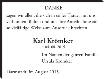 Traueranzeige von Karl Krömker von trauer.echo-online.de