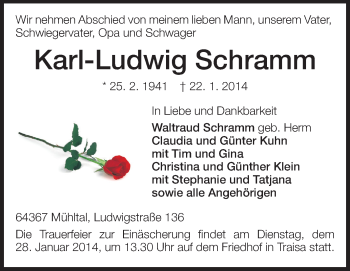 Traueranzeige von Karl-Ludwig Schramm von Echo-Zeitungen (Gesamtausgabe)
