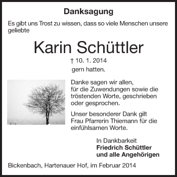 Traueranzeige von Karin Schüttler von Echo-Zeitungen (Gesamtausgabe)