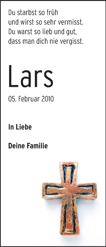 Traueranzeige von Lars - von Odenwälder Echo