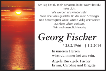 Traueranzeige von Georg Fischer von Echo-Zeitungen (Gesamtausgabe)
