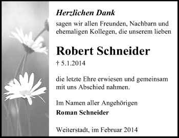 Traueranzeige von Robert Schneider von Echo-Zeitungen (Gesamtausgabe)