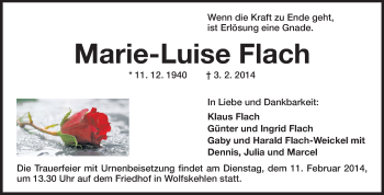 Traueranzeige von Marie-Luise Flach von Rüsselsheimer Echo, Groß-Gerauer-Echo, Ried Echo