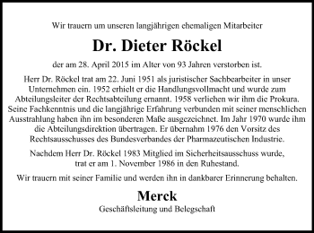 Traueranzeige von Dieter Röckel von Echo-Zeitungen (Gesamtausgabe)