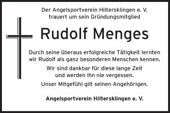 Traueranzeige von Rudolf Menges von Odenwälder Echo