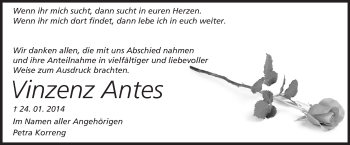 Traueranzeige von Vinzenz Antes von Starkenburger Echo