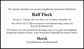 Traueranzeige von Ralf Fleck von Echo-Zeitungen (Gesamtausgabe)