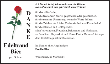 Traueranzeige von Edeltraud Bier von Echo-Zeitungen (Gesamtausgabe)