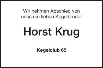Traueranzeige von Horst Krug von Echo-Zeitungen (Gesamtausgabe)