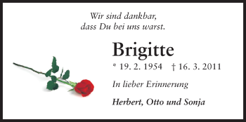 Traueranzeige von Brigitte Horlebein von Echo-Zeitungen (Gesamtausgabe)