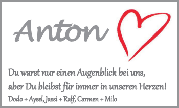 Traueranzeige von Anton  von Echo-Zeitungen (Gesamtausgabe)