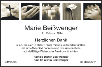 Traueranzeige von Marie Beißwenger von Rüsselsheimer Echo, Groß-Gerauer-Echo, Ried Echo