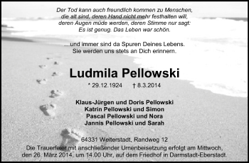 Traueranzeige von Ludmila Pellowski von Echo-Zeitungen (Gesamtausgabe)