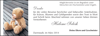 Traueranzeige von Halime Selcik von Echo-Zeitungen (Gesamtausgabe)