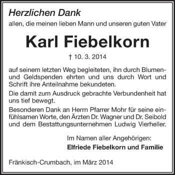 Traueranzeige von Karl Fiebelkorn von Odenwälder Echo