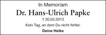 Traueranzeige von Hans-Ulrich Papke von Starkenburger Echo