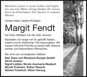 Traueranzeige von Margit Fendt von Echo-Zeitungen (Gesamtausgabe)
