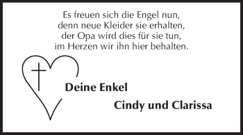 Traueranzeige von Opa  von Echo-Zeitungen (Gesamtausgabe)