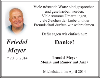 Traueranzeige von Friedel Meyer von Odenwälder Echo