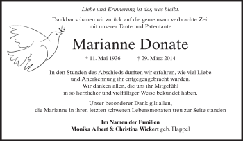 Traueranzeige von Marianne Donate von Rüsselsheimer Echo, Groß-Gerauer-Echo, Ried Echo