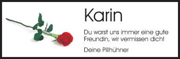Traueranzeige von Karin  von Echo-Zeitungen (Gesamtausgabe)