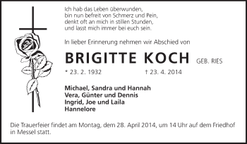 Traueranzeige von Brigitte Koch von Echo-Zeitungen (Gesamtausgabe)
