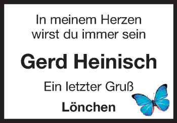 Traueranzeige von Gerd Heinisch von Echo-Zeitungen (Gesamtausgabe)