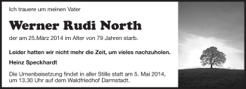 Traueranzeige von Werner Rudi North von Echo-Zeitungen (Gesamtausgabe)