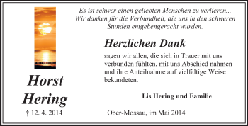 Traueranzeige von Horst Hering von Odenwälder Echo