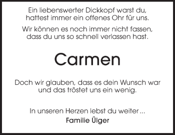 Traueranzeige von Carmen  von Rüsselsheimer Echo, Groß-Gerauer-Echo, Ried Echo
