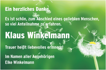 Traueranzeige von Klaus Winkelmann von Starkenburger Echo