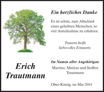 Traueranzeige von Erich Trautmann von Echo-Zeitungen (Gesamtausgabe)
