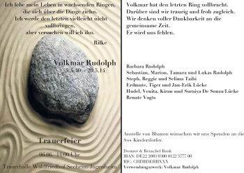 Traueranzeige von Volkmar Rudolph von Echo-Zeitungen (Gesamtausgabe)