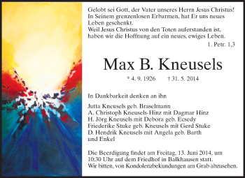 Traueranzeige von Max B. Kneusels von Echo-Zeitungen (Gesamtausgabe)