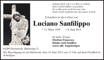 Traueranzeige von Luciano Sanfilippo von Echo-Zeitungen (Gesamtausgabe)