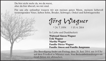 Traueranzeige von Jörg Wagner von Echo-Zeitungen (Gesamtausgabe)
