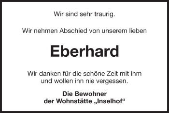 Traueranzeige von Eberhard  von Rüsselsheimer Echo, Groß-Gerauer-Echo, Ried Echo