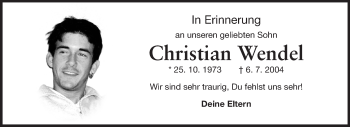 Traueranzeige von Christian Wendel von Echo-Zeitungen (Gesamtausgabe)