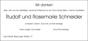 Traueranzeige von Rudolf und Rosemarie Schneider von Echo-Zeitungen (Gesamtausgabe)